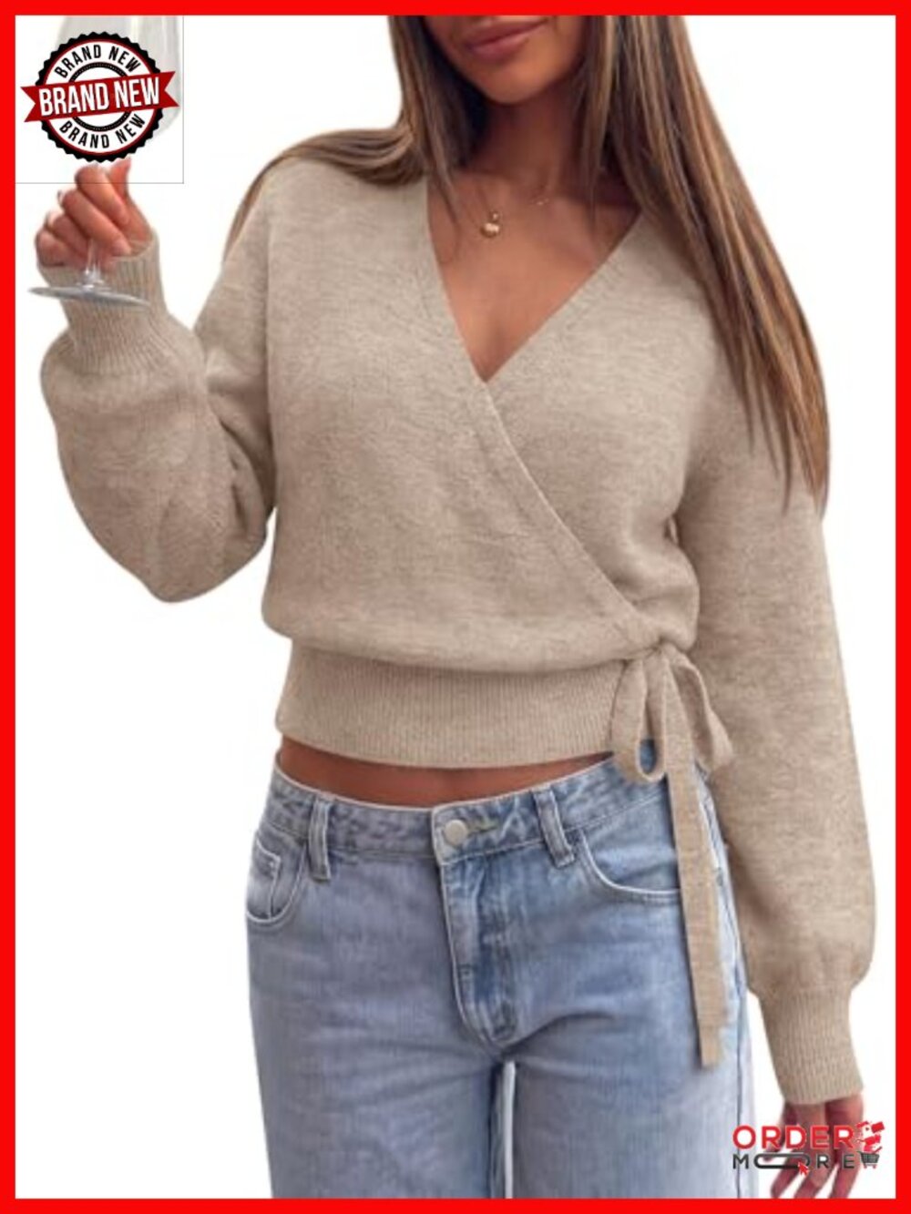V Neck Wrap Sweater Women Fall Pullover Knit Going Out Top